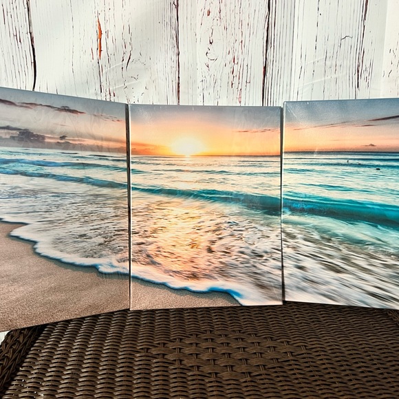 3piece Beach Art Canvas Print - Picture 1 of 1